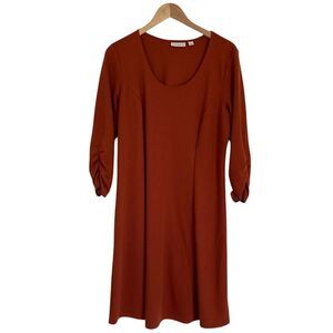 Susan Graver Womens Pullover Knit Dress Burnt‎ Orange Size L Basic
